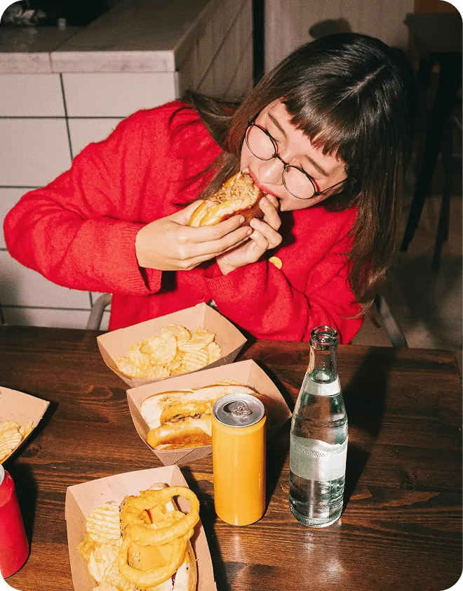 Guest eating a sandwich